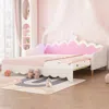 Streamdale Furniture Streamdale Extendable Princess Daybed With Crown Headboard And Led Lights