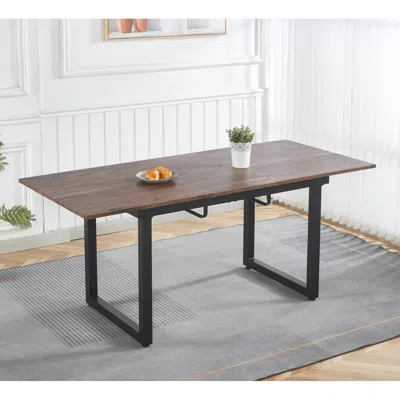 Streamdale Furniture Streamdale Extendable Walnut Dining Table With Metal Legs