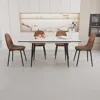 Streamdale Furniture Streamdale Extendable White Dining Table & Brown Suede Chair Set (4-piece)