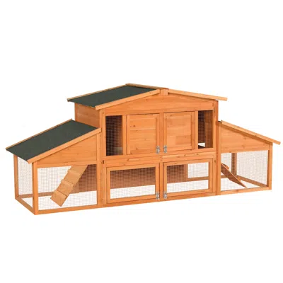 Streamdale Furniture Streamdale Extra-large Wooden Rabbit Hutch & Chicken Coop With Cleaning Tray In Brown