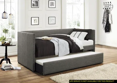 Streamdale Furniture Streamdale Fabric Upholstered 1 Piece Day Bed With Pull-out Trundle Nailhead
