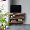 Streamdale Furniture Streamdale Fan Shaped Reclaimed Wood Corner Media Table For Living Room Wise