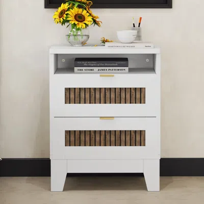 Streamdale Furniture Streamdale Farmhouse 2-drawer Nightstand With Wooden Accents