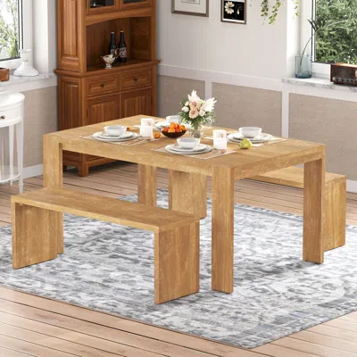 Streamdale Furniture Streamdale Farmhouse 3-piece Dining Set Table And 2 Benches