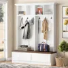Streamdale Furniture Streamdale Farmhouse 4-in-1 Hall Tree - Mudroom Coat Rack With Bench & Drawers - White