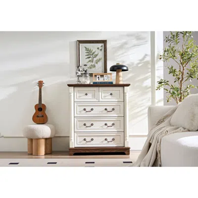 Streamdale Furniture Streamdale Farmhouse 5-drawer Chest With Wooden Base