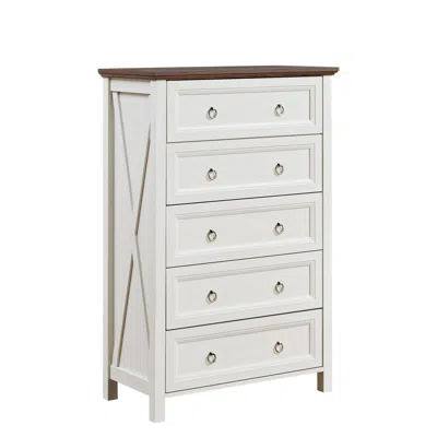 Streamdale Furniture Streamdale Farmhouse 5-drawer Wood Chest Of Drawers