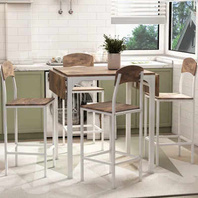 Streamdale Furniture Streamdale Farmhouse 5-piece Counter Height Drop Leaf Dining Table Set