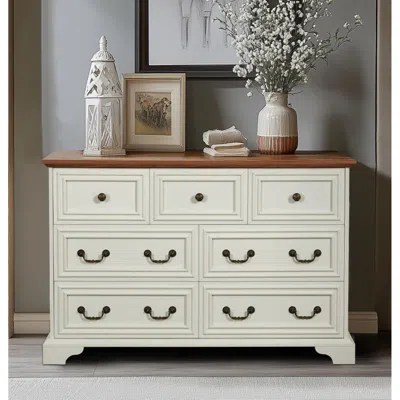 Streamdale Furniture Streamdale Farmhouse 7-drawer Dresser, Rustic Chest, Antique White