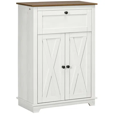 Streamdale Furniture Streamdale Farmhouse Barn Door Accent Cabinet With Drawer & Shelf In White