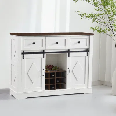 Streamdale Furniture Streamdale Farmhouse Buffet Cabinet With Sliding Door