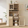 Streamdale Furniture Streamdale Farmhouse Buffet With Hutch - Kitchen Pantry Storage Cabinet With Wine Rack