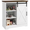 Streamdale Furniture Streamdale Farmhouse Coffee Cabinet, 33" White Buffet With Barn Door