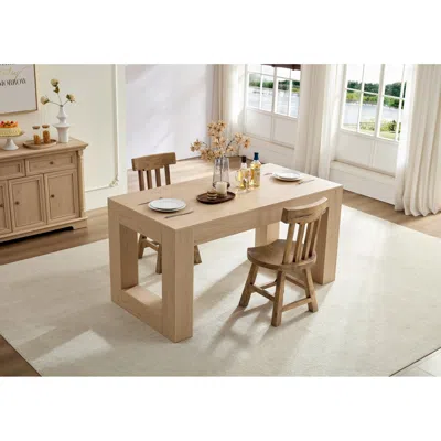 Streamdale Furniture Streamdale Farmhouse Dining Table For 4-6, Rectangular, Sturdy Wood Legs, Easy Assembly In Neutral