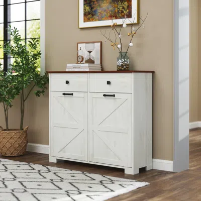 Streamdale Furniture Streamdale Farmhouse Double Tilt-out Trash Cabinet With Hideaway Drawer