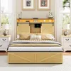 Streamdale Furniture Streamdale Farmhouse Full Size Bed Frame With Storage Headboard, Drawers, Charging & Led