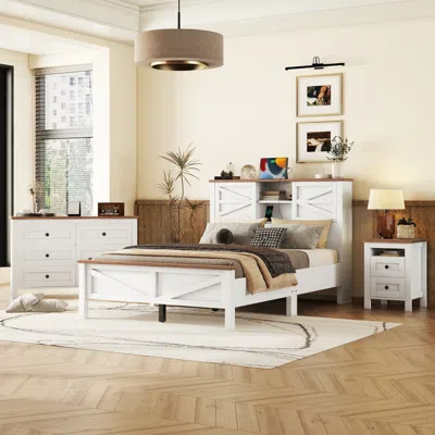 Streamdale Furniture Streamdale Farmhouse Full Size Bedroom Set With Storage Headboard And Nightstand
