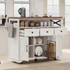 Streamdale Furniture Streamdale Farmhouse Kitchen Island Cart With Drop Leaf & Wheels