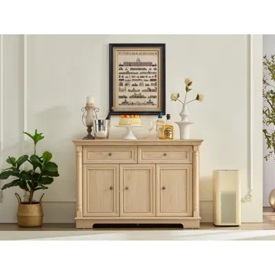 Streamdale Furniture Streamdale Farmhouse Kitchen Storage Cabinet, Roman Column Coffee Bar/wine Cooler In Brown