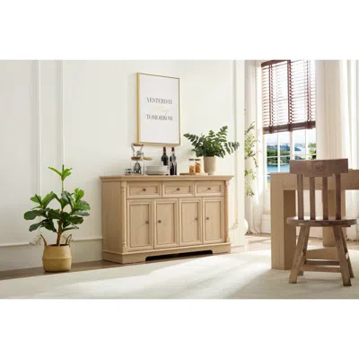 Streamdale Furniture Streamdale Farmhouse Kitchen Storage Cabinet, Roman Column Coffee Bar/wine Cooler In Brown