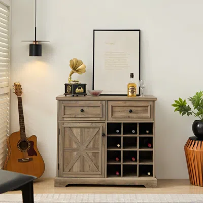Streamdale Furniture Streamdale Farmhouse Liquor Cabinet With Removable Wine Racks