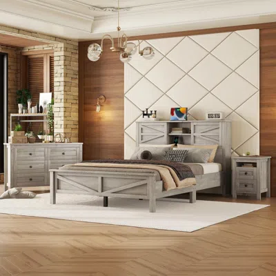 Streamdale Furniture Streamdale Farmhouse Queen Bedroom Set, Gray
