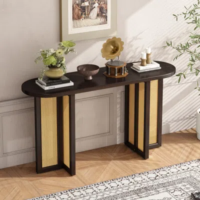 Streamdale Furniture Streamdale Farmhouse Rattan Console Table - Entryway, Narrow, Storage