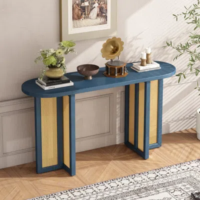 Streamdale Furniture Streamdale Farmhouse Rattan Console Table - Narrow Entryway Table