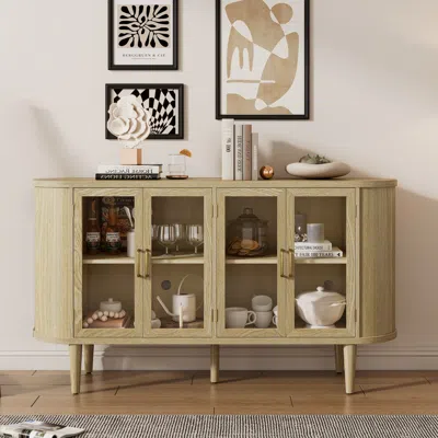 Streamdale Furniture Streamdale Farmhouse Sideboard Cabinet With Glass Doors