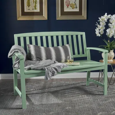 Streamdale Furniture Streamdale Farmhouse-style Acacia Wood Bench In Light Mint