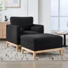 Streamdale Furniture Streamdale Farmhouse Upholstered Accent Chair & Ottoman - Black Boucle
