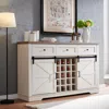 Streamdale Furniture Streamdale Farmhouse Wine Bar Cabinet, Sliding Barn Door, Antique White
