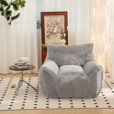 Streamdale Furniture Streamdale Faux Fur Bean Bag Chair With Back Support (gray)