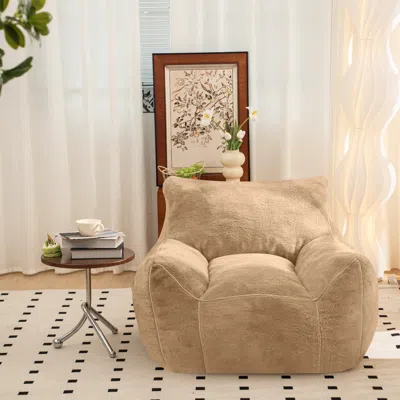Streamdale Furniture Streamdale Faux Fur Bean Bag Chair With Back Support (khaki)
