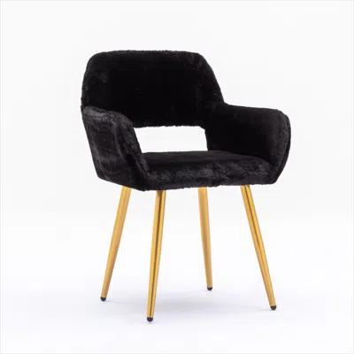 Streamdale Furniture Streamdale Faux Fur Dining Chairs - Mid Century Style