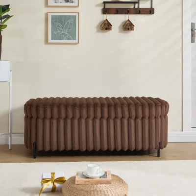 Streamdale Furniture Streamdale Faux Fur Flip Top Storage Bench - Brown