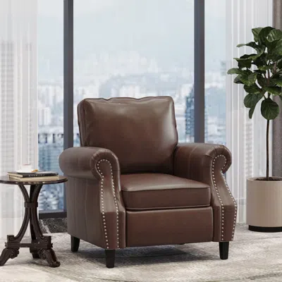 Streamdale Furniture Streamdale Faux Leather Club Chair With Birch Legs