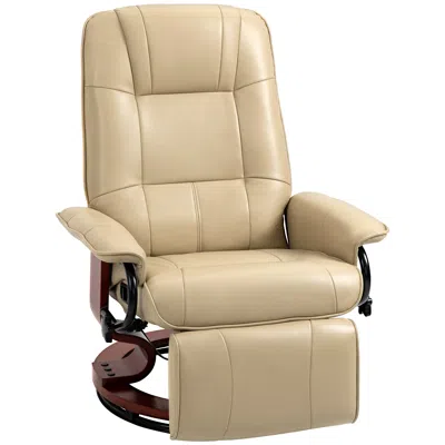 Streamdale Furniture Streamdale Faux Leather Manual Recliner With Swivel Wood Base In Brown