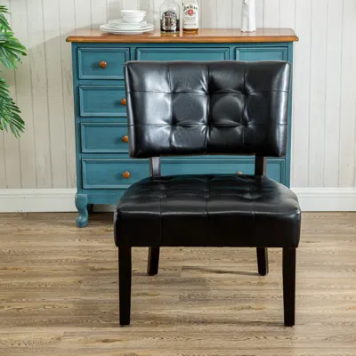 Streamdale Furniture Streamdale Faux Leather Tufted Accent Chair With Oversized Seating