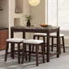 Streamdale Furniture Streamdale Faux Marble 5-piece Bar Table Set With Storage & Cushions
