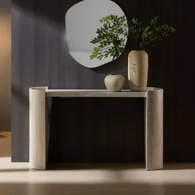 Streamdale Furniture Streamdale Faux Marble Console Table, Narrow Sofa Table, Beige