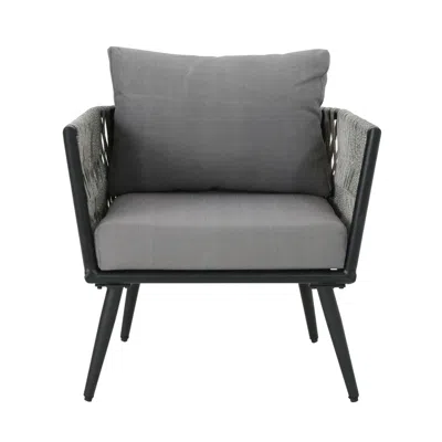Streamdale Furniture Streamdale Faux Rattan Patio Club Chair With Cushions In Gray