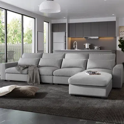Streamdale Furniture Streamdale Feather Filled L-shape Convertible Sectional Sofa In Gray