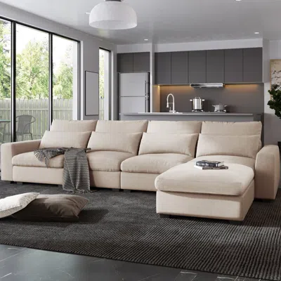 Streamdale Furniture Streamdale Feather Filled L-shape Convertible Sectional Sofa In Neutral