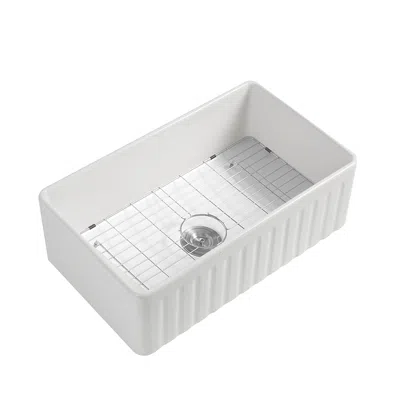 Streamdale Furniture Streamdale Fireclay 33 L X 20 W Farmhouse Kitchen Sink With Grid And Strainer