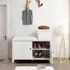 Streamdale Furniture Streamdale Fireproof Cushioned Shoe Storage Bench With Double Doors