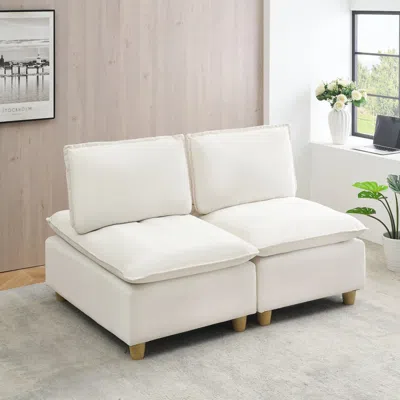 Streamdale Furniture Streamdale Flannel Double-seat Sofa With Minimalist Design