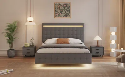 Streamdale Furniture Streamdale Floating Bed Frame Queen Size With Led Lights