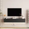 Streamdale Furniture Streamdale Floating Tv Stand, Wall Mounted, Led, 69", Black