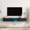 Streamdale Furniture Streamdale Floating Tv Stand With Led Lights - 69" Black